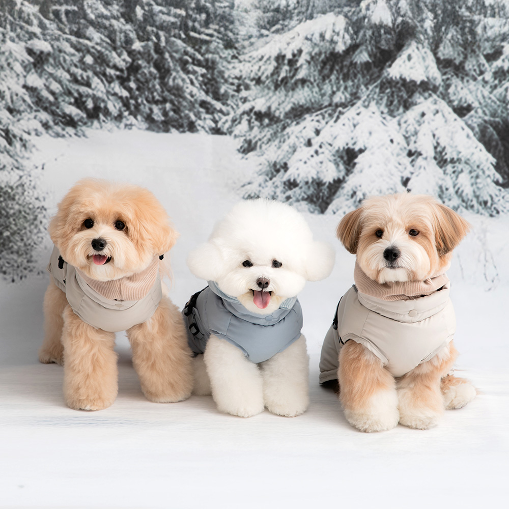 강아지패딩 조끼 강아지겨울옷 소형견 깔깔이 올인원 네이비 s - 상세 이미지 2