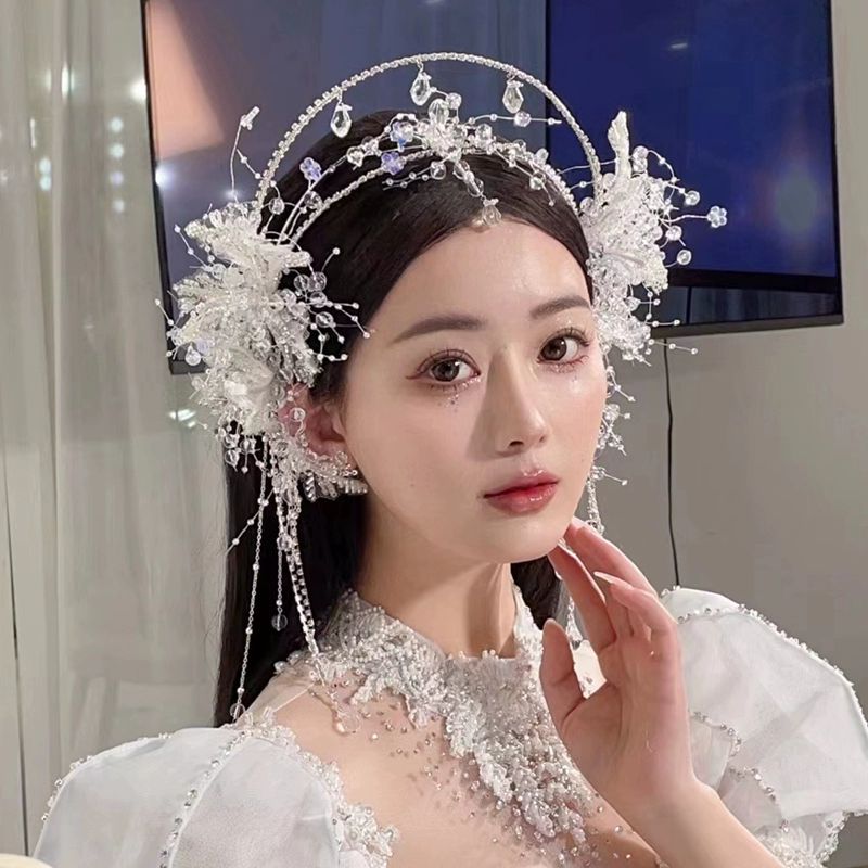 고급 신부 크탈 헤어띠 귀찌 리본머리띠 크리스털 헤드밴드 결혼식 웨딩드레스 머리띠 3크리스탈헤어밴드 - 상세 이미지 5