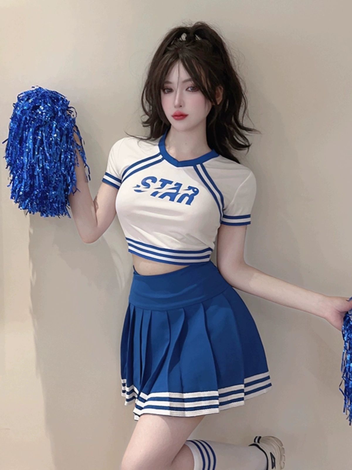 치어리더 의상 유니폼 할로윈 여학생 단체 스팽글 응원단복 민소매 공연 치어리더옷 945 상의 XS - 상세 이미지 2