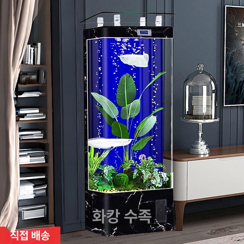 대형어항 물고기 스탠드 수조 투명 가정용 어항 관상어 스텐드 금붕어 대형 거실 블랙 40x40x138cm - 상세 이미지 4