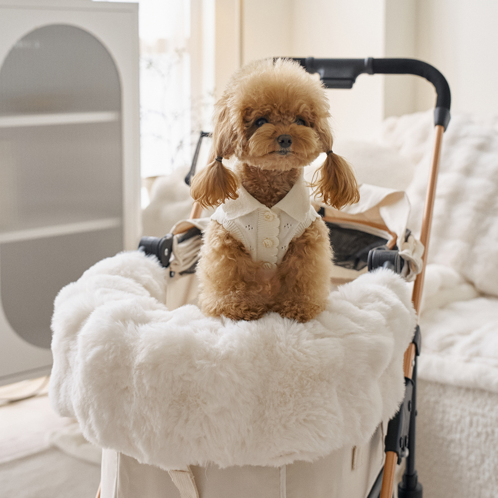 몽글몽글 밍크 라떼 강아지 유모차 말랑 범퍼 가드쿠션 컴포터 (양면 사용 가능)