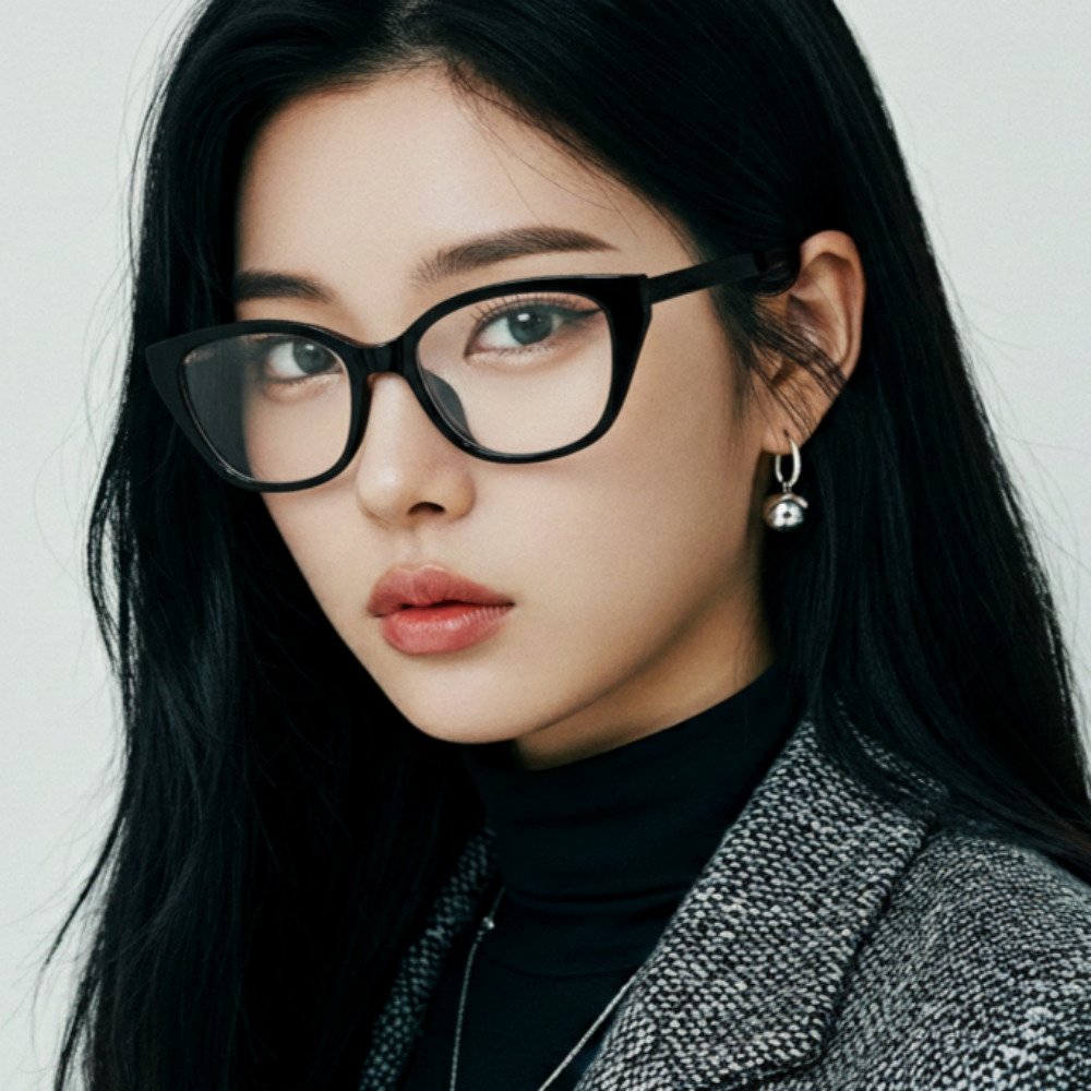 켓아이 긱시크 세련된 뿔테 안경 블루라이트차단 보호안경 체리 그레이 투명 안경테 - 상세 이미지 2
