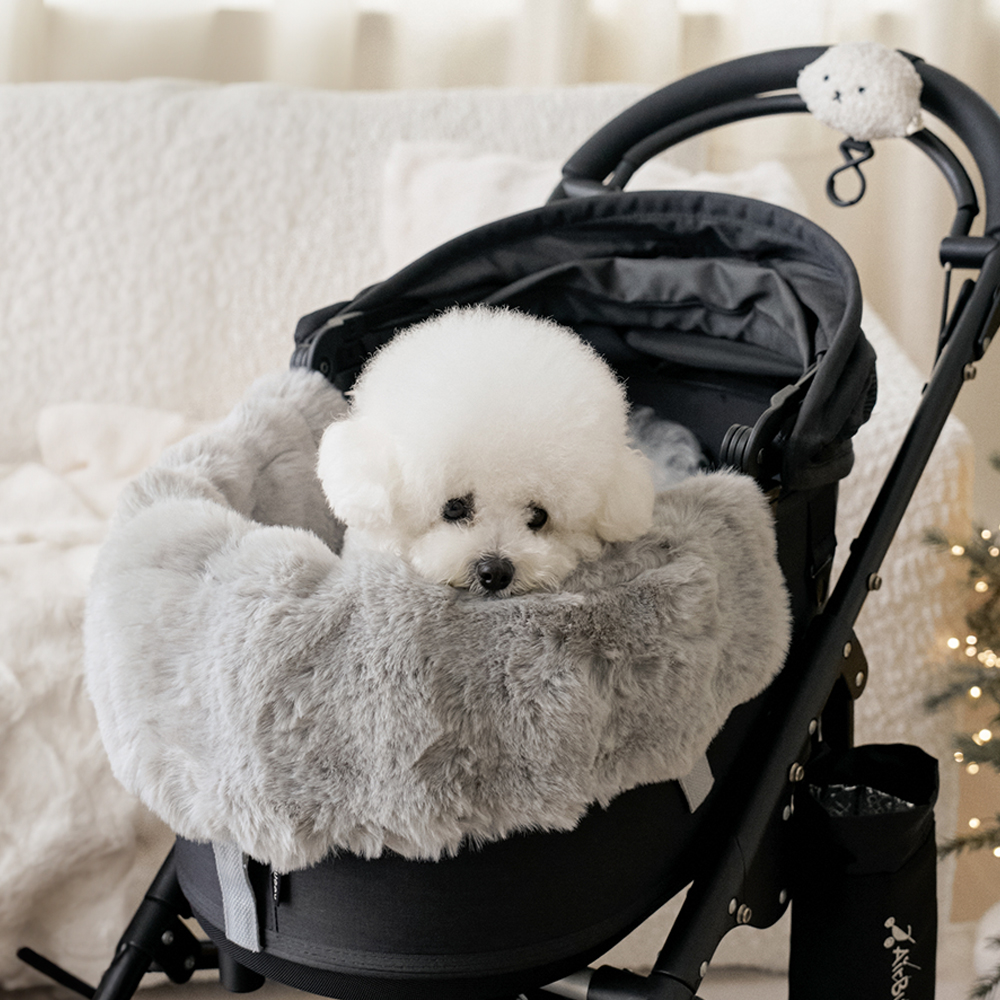 몽글몽글 밍크 라떼 강아지 유모차 말랑 범퍼 가드쿠션 컴포터 (양면 사용 가능)