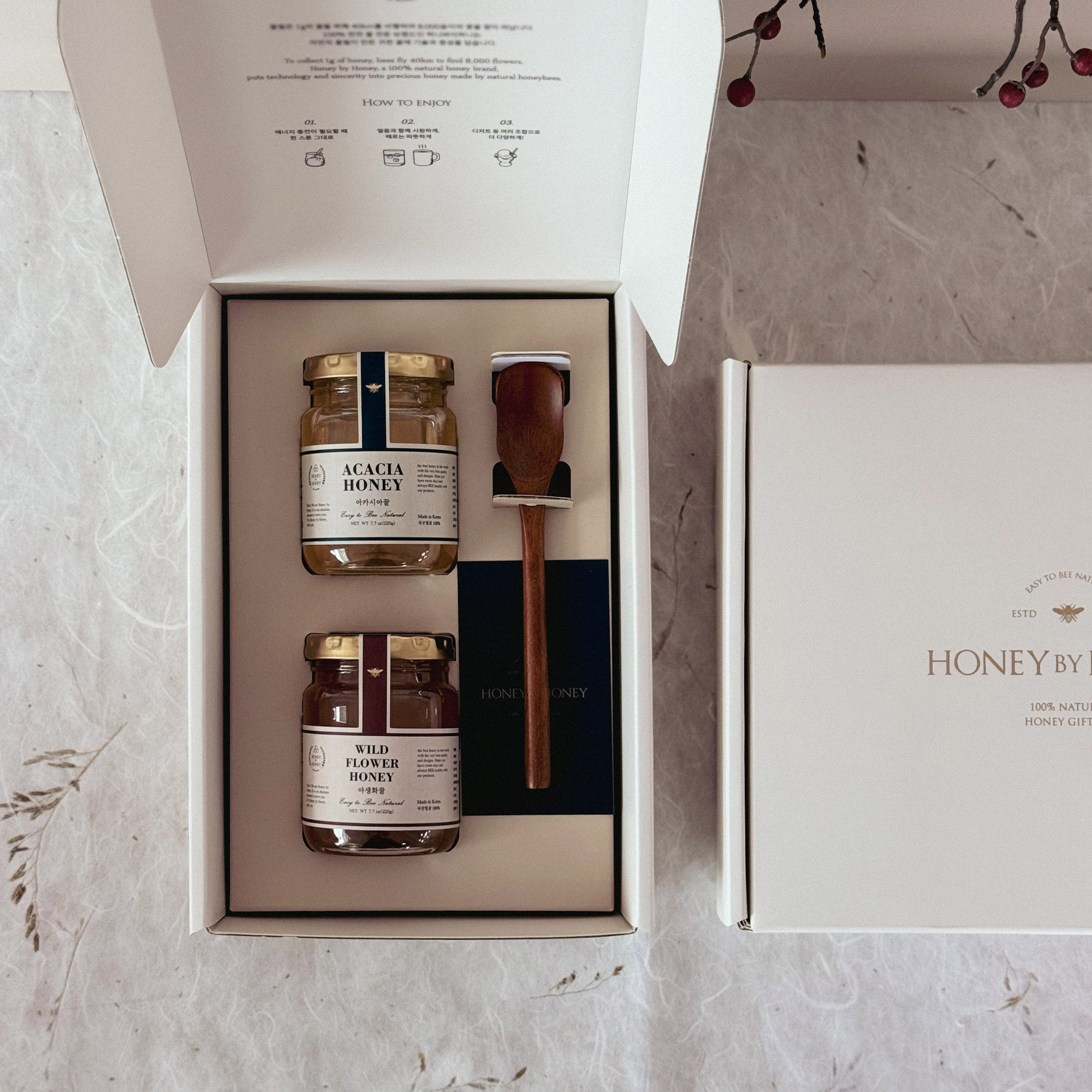 허니바이허니 국산 자연 벌꿀 부모님 선물 220G 아카시아 야생화 설 설날 명절 선물 세트 제품 이미지