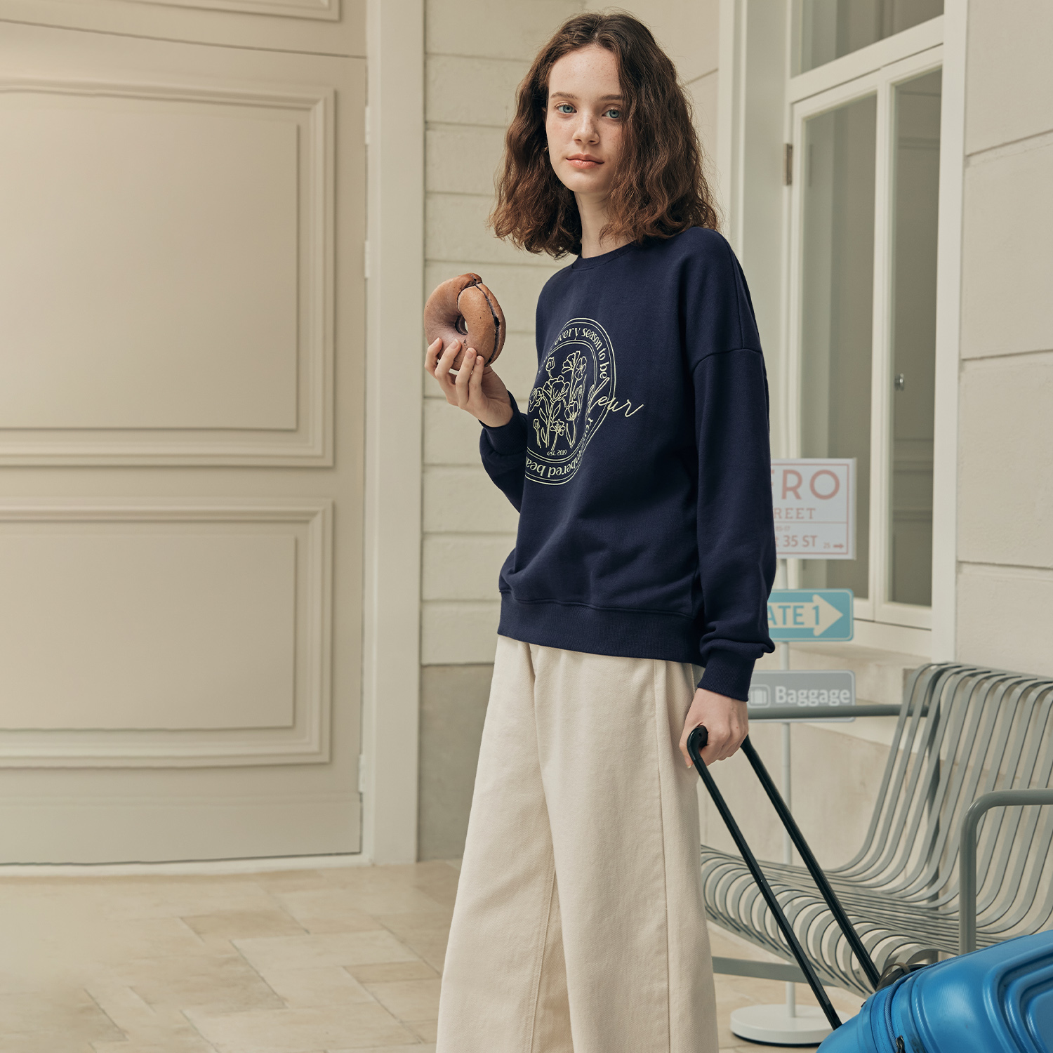 [제로스트릿] 코튼 와이드 데님 팬츠 COTTON WIDE DENIM PANTS / CREAM - 상세 이미지 2