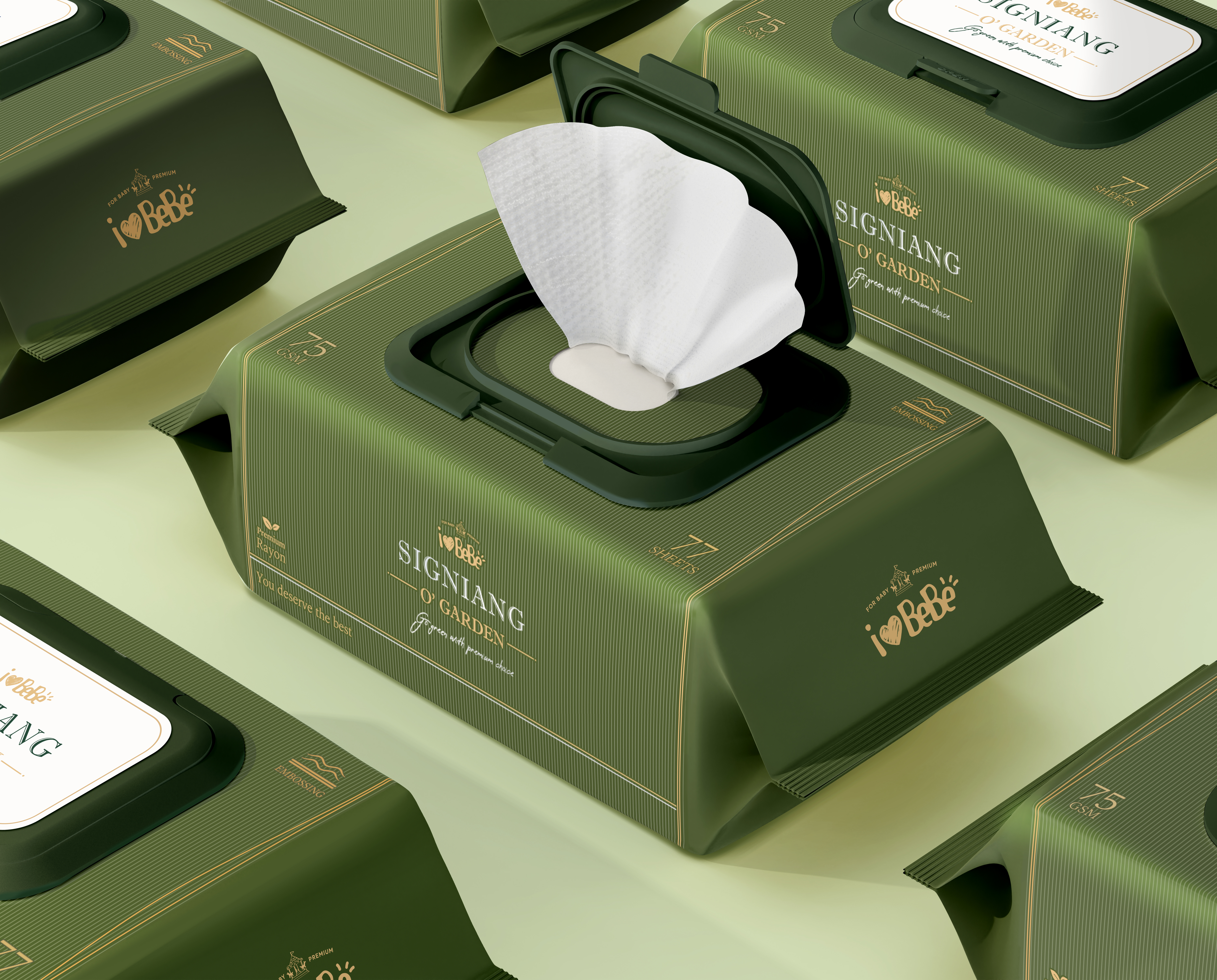 아이러브베베 시그니앙 더그린 75g 엠보 생분해원단 77매, 20개