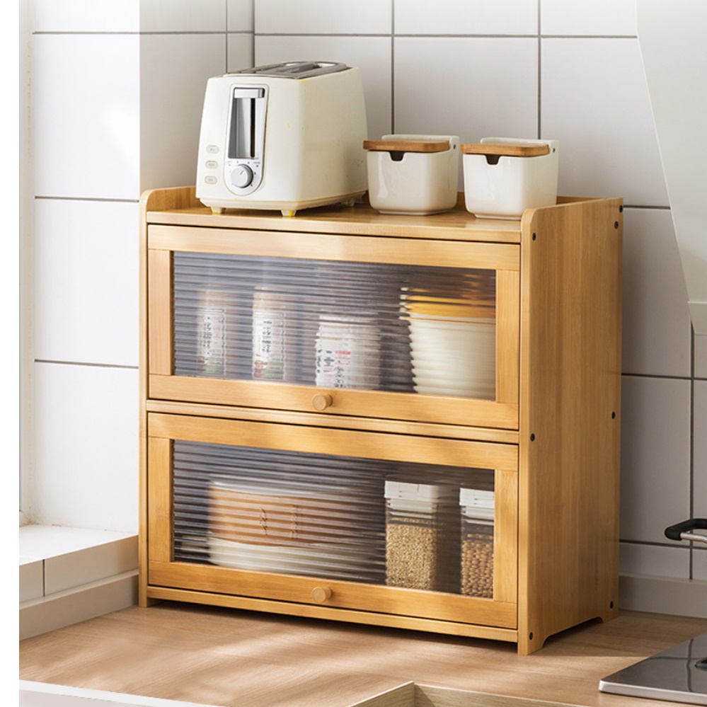 투명 주방 양념 수납장 원목 소형 싱크대 위 수납장 1단