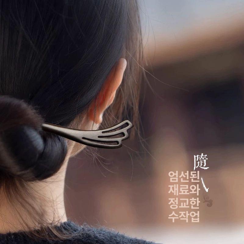 블랙에보니 나비 장식 헤어스틱 전통 비녀 나무 머리핀 블랙에보니 스카이 브랜치 23cm - 상세 이미지 4