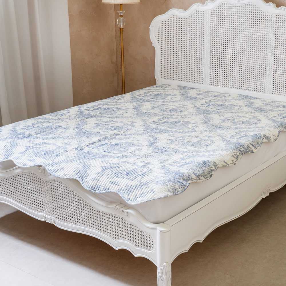 프렌치 뜨왈 순면 누빔 침대패드 사계절 매트리스 이불 패드