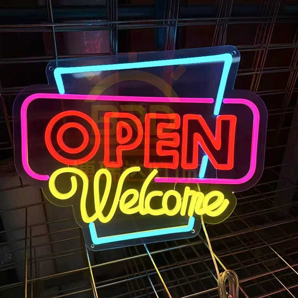 오픈 간판 LED 안내판 카페 상점 홍보 네온사인 보드 A형 45x38cm - 상품 이미지