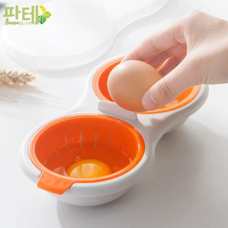 전자레인지 수란 완숙 계란틀 계란찜기 인공금형틀 계란후라이 만들기 조리도구 전자레인지계란 오렌지레드 - 상세 이미지 2
