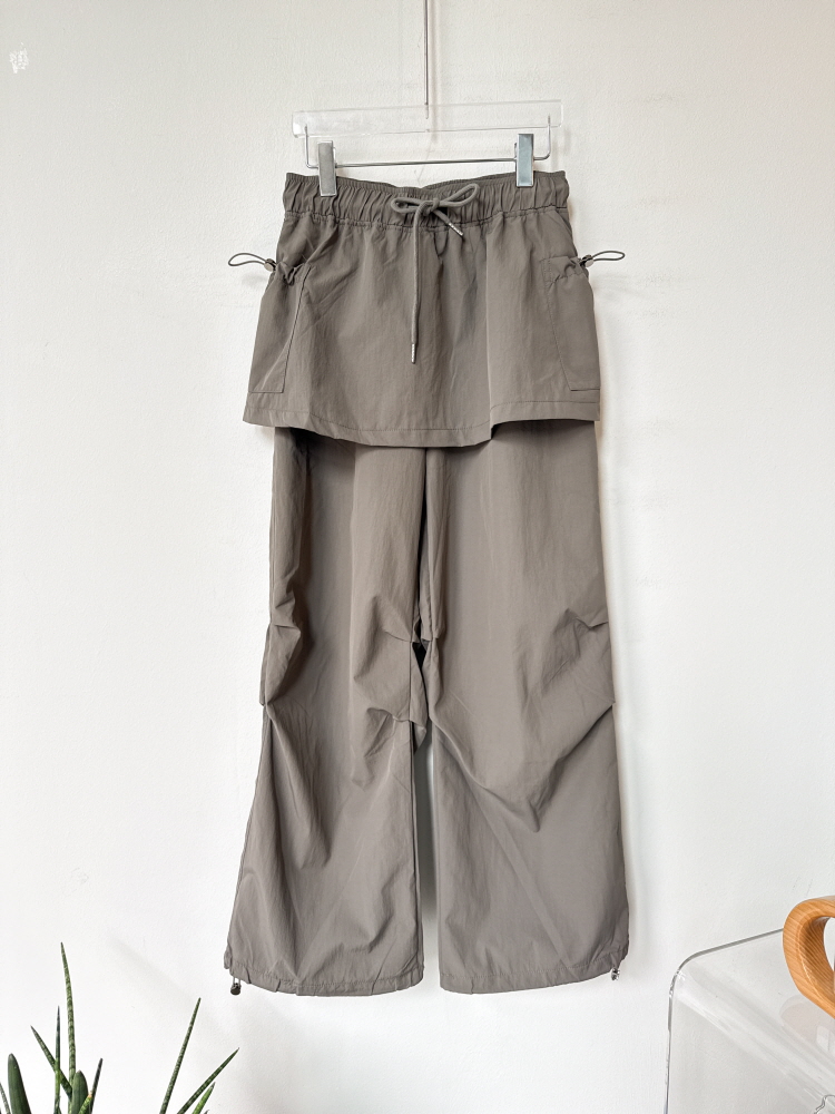 핀턱 카고 레이어드 조거 와이드 스트링 치마바지 - 상세 이미지 2