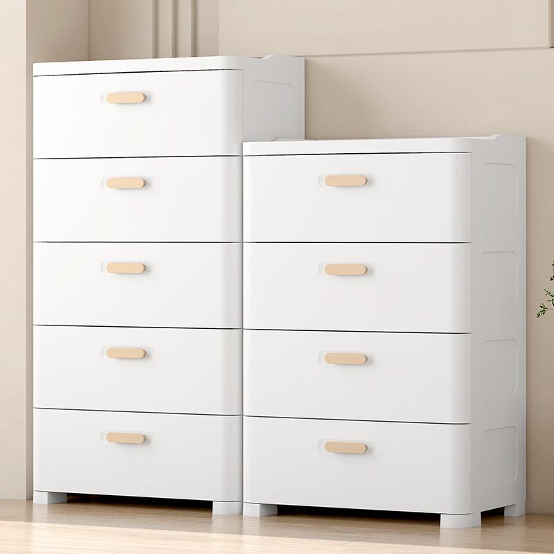 서랍장 와이드 플라스틱 서랍 수납장 정리 안방 와이드서랍장 플라스틱서랍장 대형 5단 45x31x88 화이트 1개 5A친환경PP소재 - 상세 이미지 2