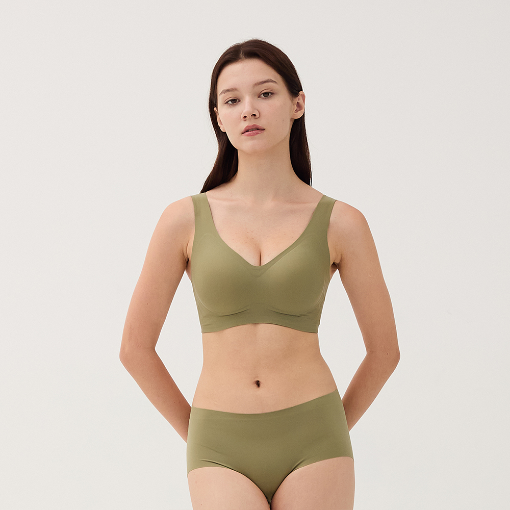 힙핑크 빅사이즈 심리스 노와이어 어깨끈넓은 커버업 심리스 브라팬티 속옷세트 (M~5XL) - 상세 이미지 2