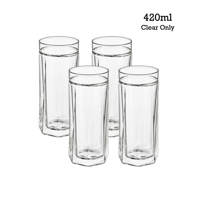피른 키데 글라스 더블월 이중 내열 커피 잔 유리컵 420ml, 4개,