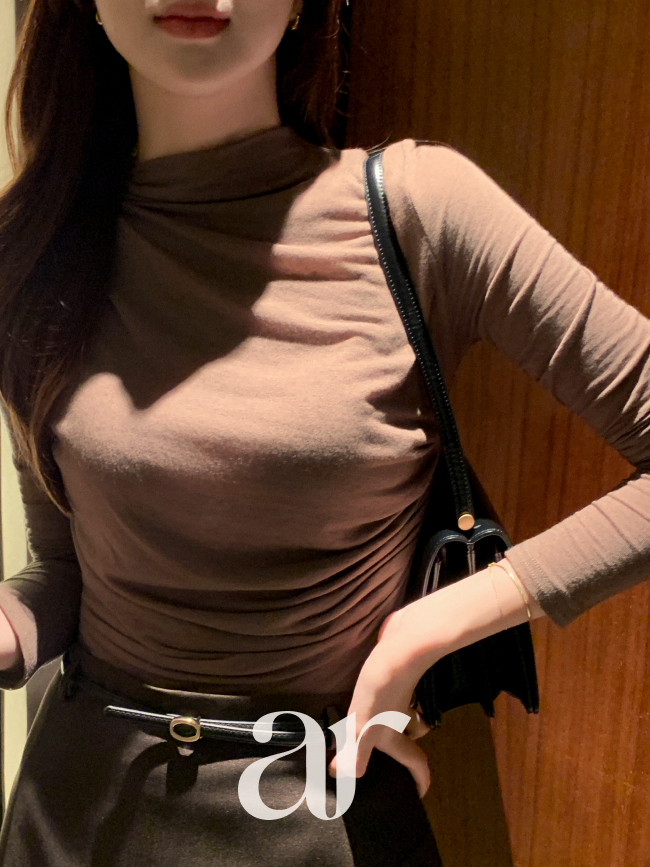 로잉 반하이넥 드레이프 셔링 폴라 티셔츠 ts4740 - 상세 이미지 5