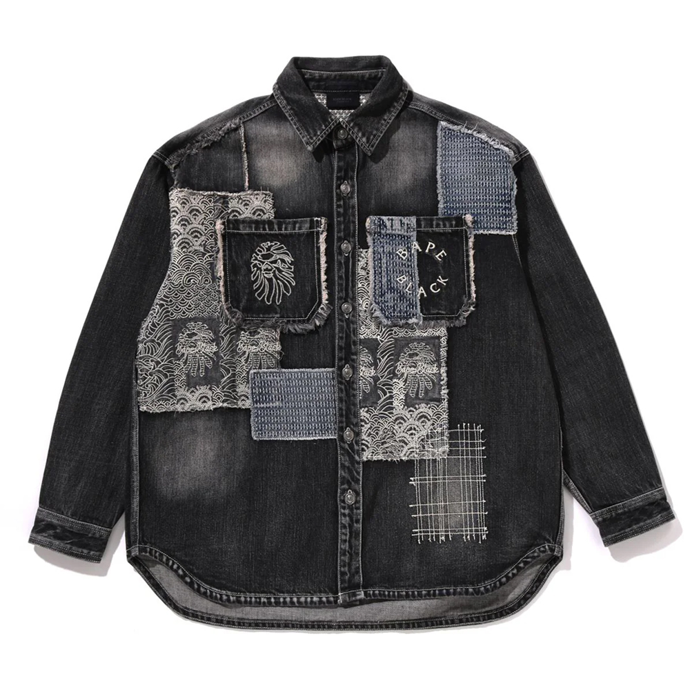 베이프 셔츠 SHASHIKO PATCHWORK SHIRT 1L70-131-304 - 상품 이미지