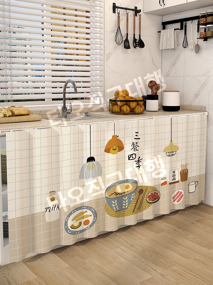 싱크대하부장가림막 가림천 커버 주방 씽크대 신발장 팬트리 싱크대가림막 식당 - 상세 이미지 2