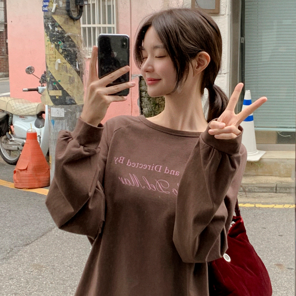 레터링 나그랑 루즈핏 티셔츠 오프숄더 ts4734 - 상품 이미지