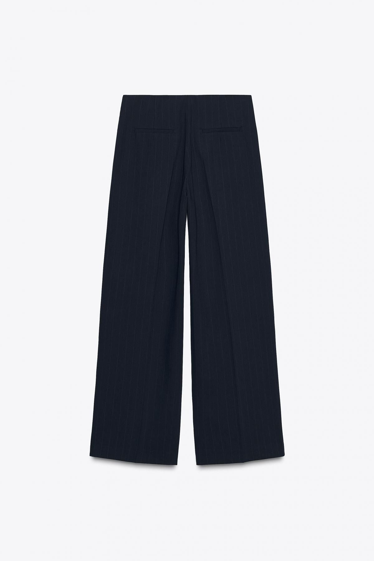 자라 테크니컬 핀스트라이프 와이드 슬랙스 팬츠 3811/260 NAVY BLUE 이미지 7