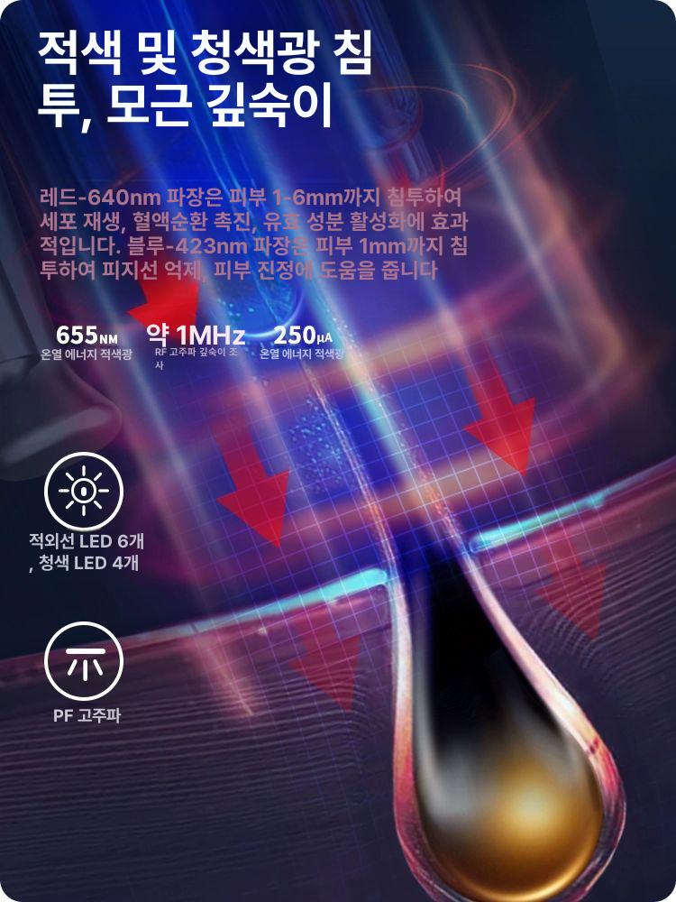 두피마사지기 전동 두피 마사지 빗 레드 블루 라이트 헤어케어 브 탈모치료기 두피관리기 탈모관리기 레이저탈모 - 상세 이미지 2