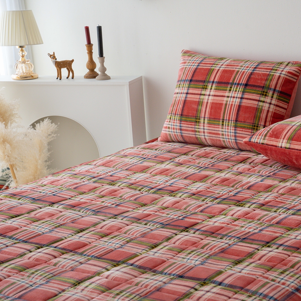 나라데코 밍크 극세사 체크 따뜻한 겨울 밴딩 침대패드 SS