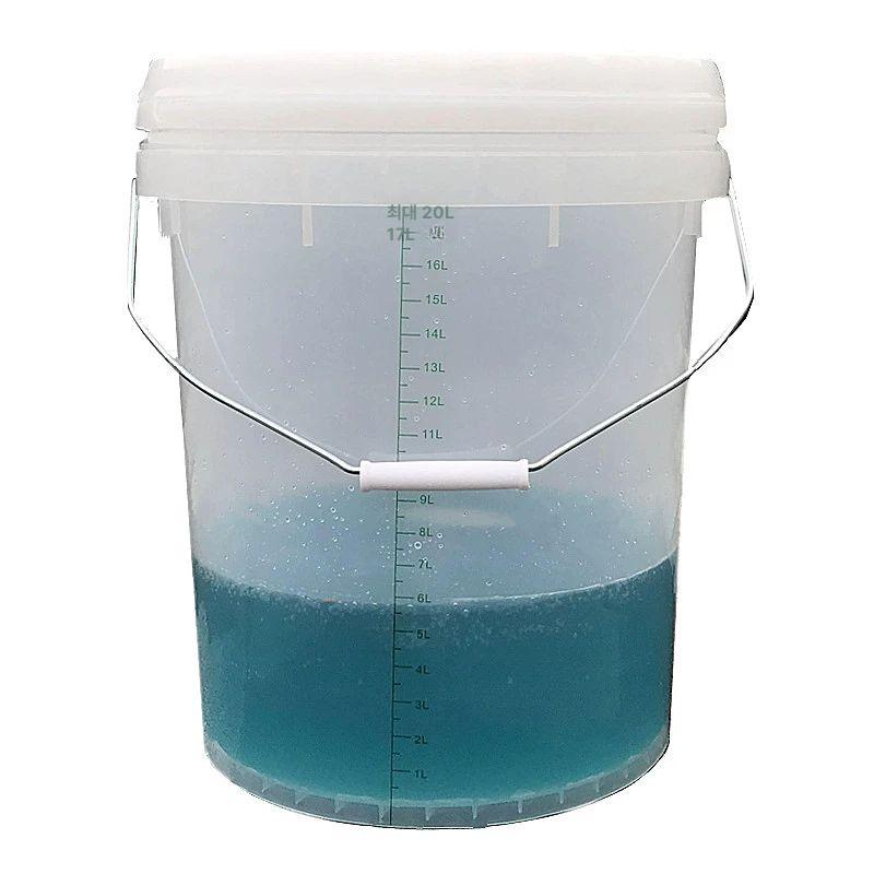 양동이 눈금 실린더 대용량 원형 투명 말통 용기 물통 짬통 버킷 젓갈 다용도 뚜껑 20L 눈금 투명 통 - 상품 이미지