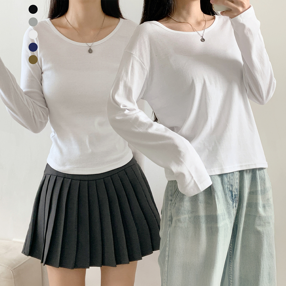 3사이즈 면100 롱슬리브 긴팔 레이어드 티셔츠 이너티 - 상세 이미지 2