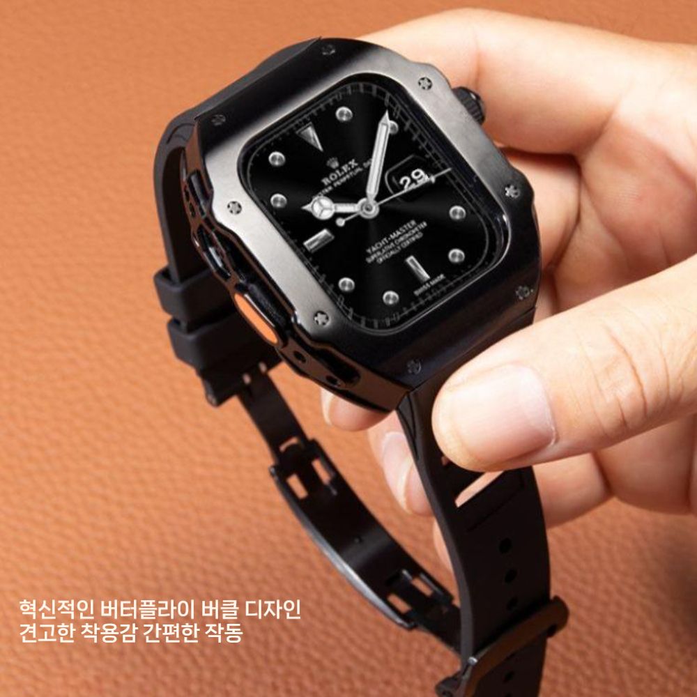 애플워치11 울트라3 se3 스트랩 메탈 케이스 버터플라이 버클 일체형 밴드 - 상세 이미지 2