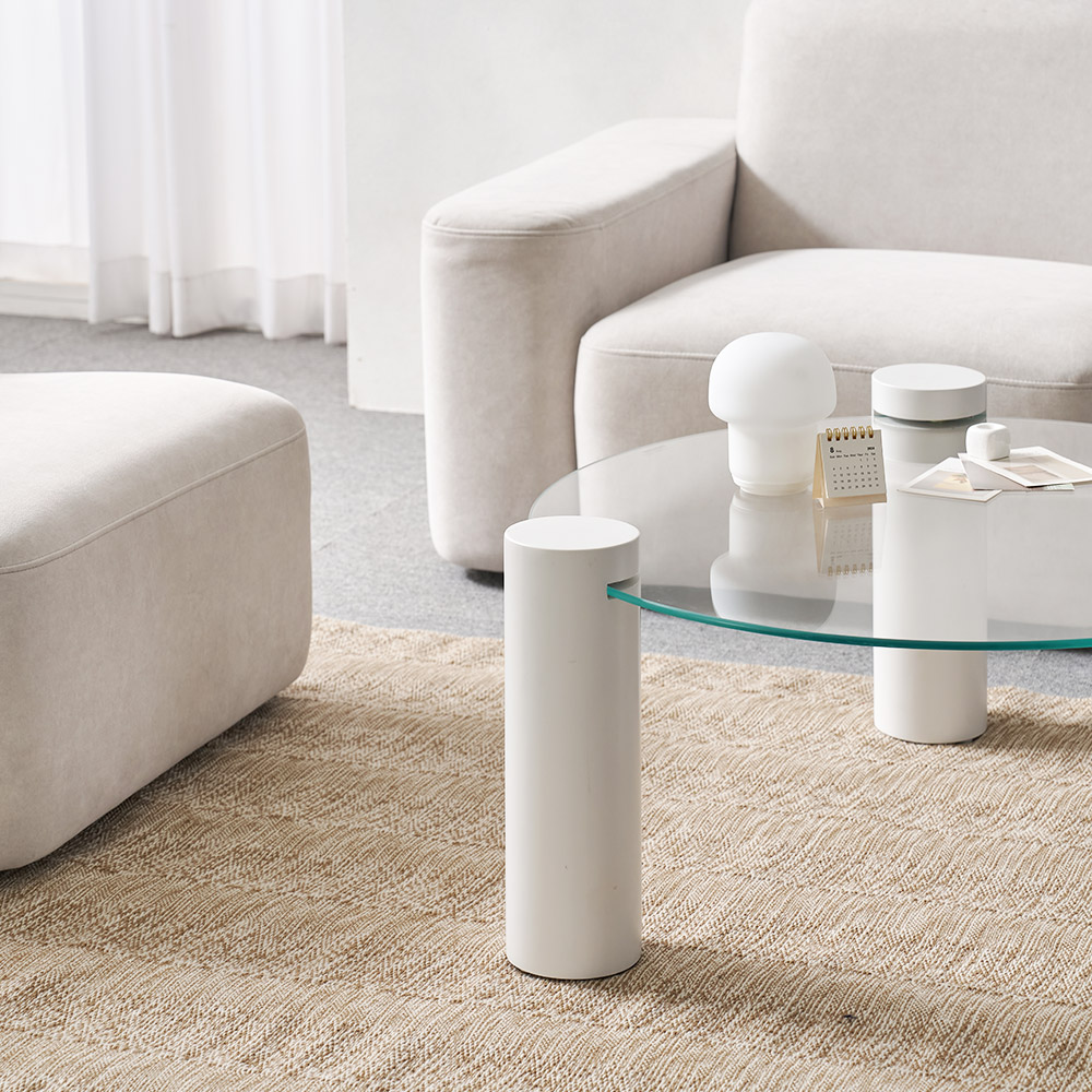 소울 강화유리 낮은 소파 거실 테이블 원형 화이트 CNM245C