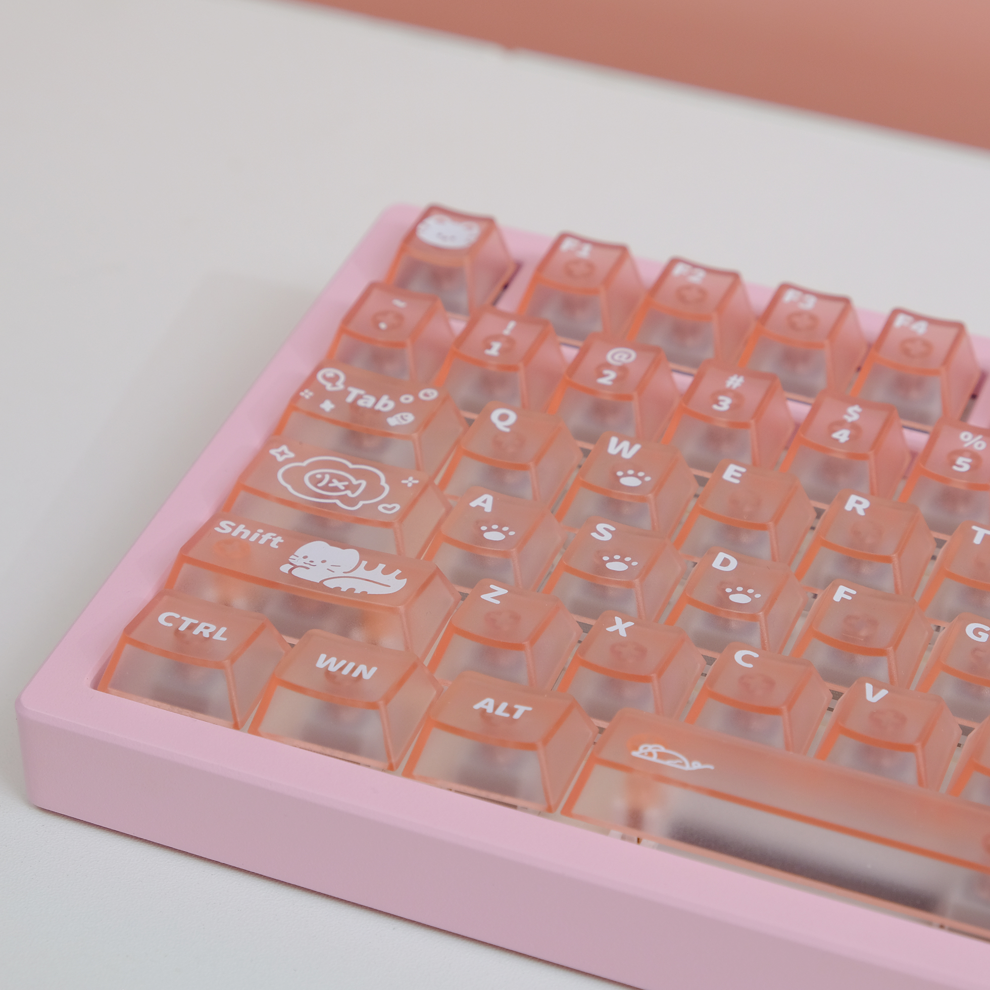 코랄 핑크캣 귀여운 영문키캡 반투명 PC재질 CHERRY 기계식키보드 키캡 - 상세 이미지 5