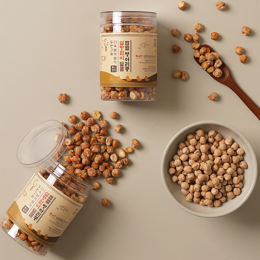 풍심당 두번 구운 바삭한 무설탕 달콤짭짤 병아리콩 (120g)  무설탕 글루텐프리 비건 건강 간식 - 상품 이미지