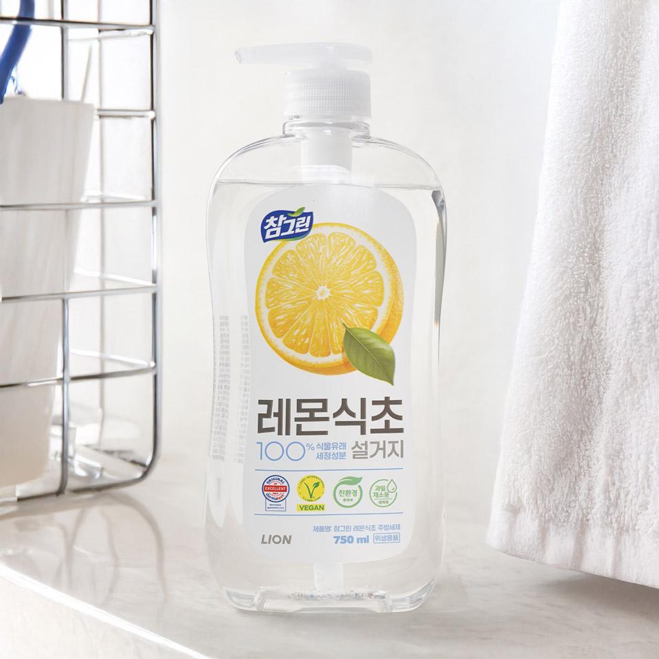 메가마트 라이온 참그린 레몬식초 주방세제 750ml 용기 - 상품 이미지