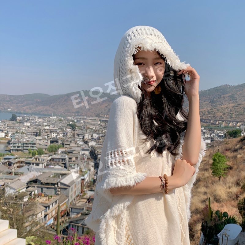 페루판초 어깨숄 망토 몽골판초 판쵸 몽골망토 여성용 가디건 페루판쵸 페루의상 캠핑 - 상세 이미지 3