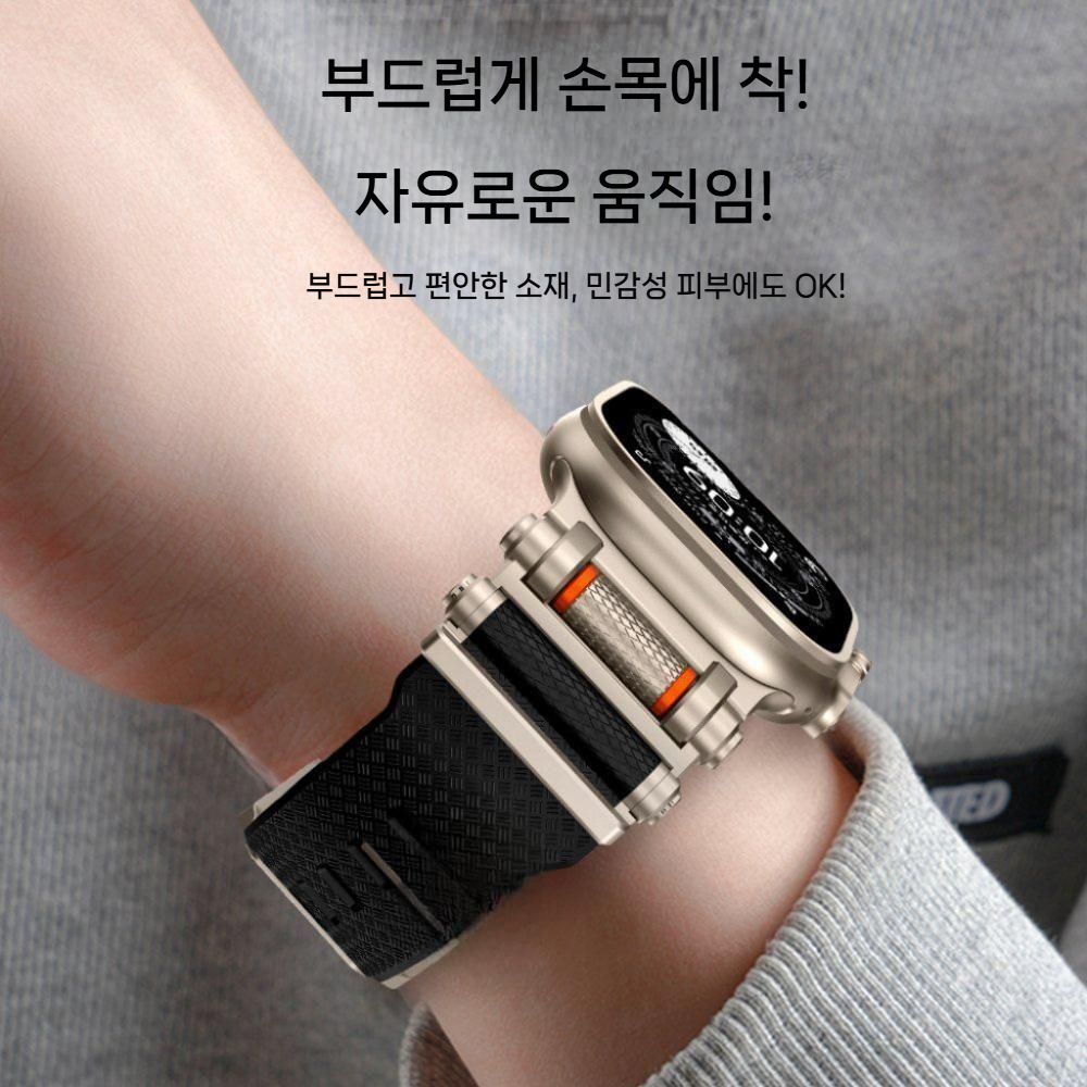 애플워치11 울트라3 se3 스트랩 메탈 롤러 기어 실리콘 밴드 - 상세 이미지 5