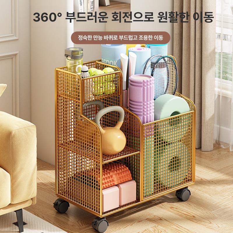 요가매트 트롤리 보관 필라테스 금색 바퀴 장비 틈새 바퀴가 정리 폼롤러 정리대 새겨진 금 - 상세 이미지 5