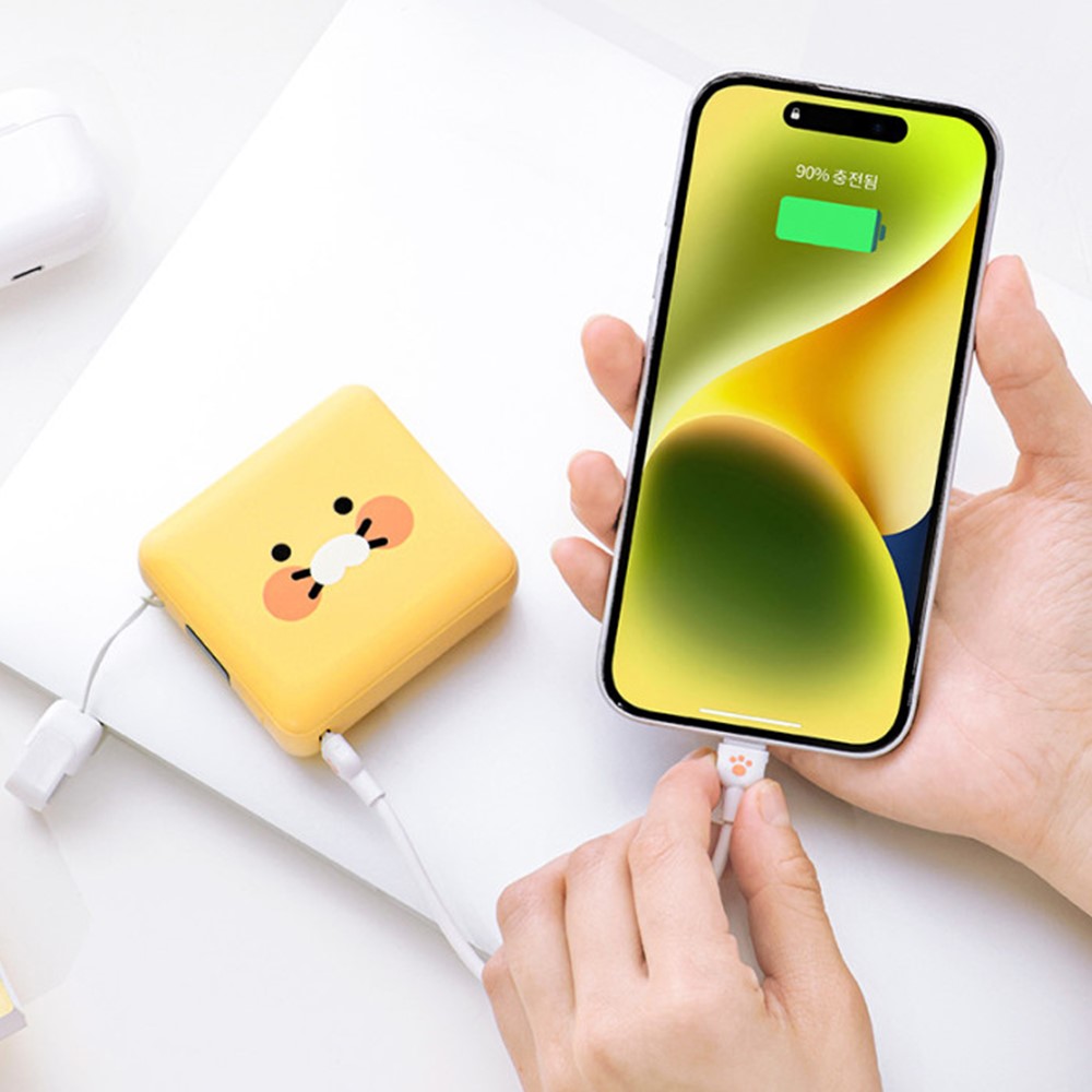 춘식이 보조배터리 고속 휴대용 충전기 10000mAh 미니 카카오 굿즈 얼굴 이미지 8