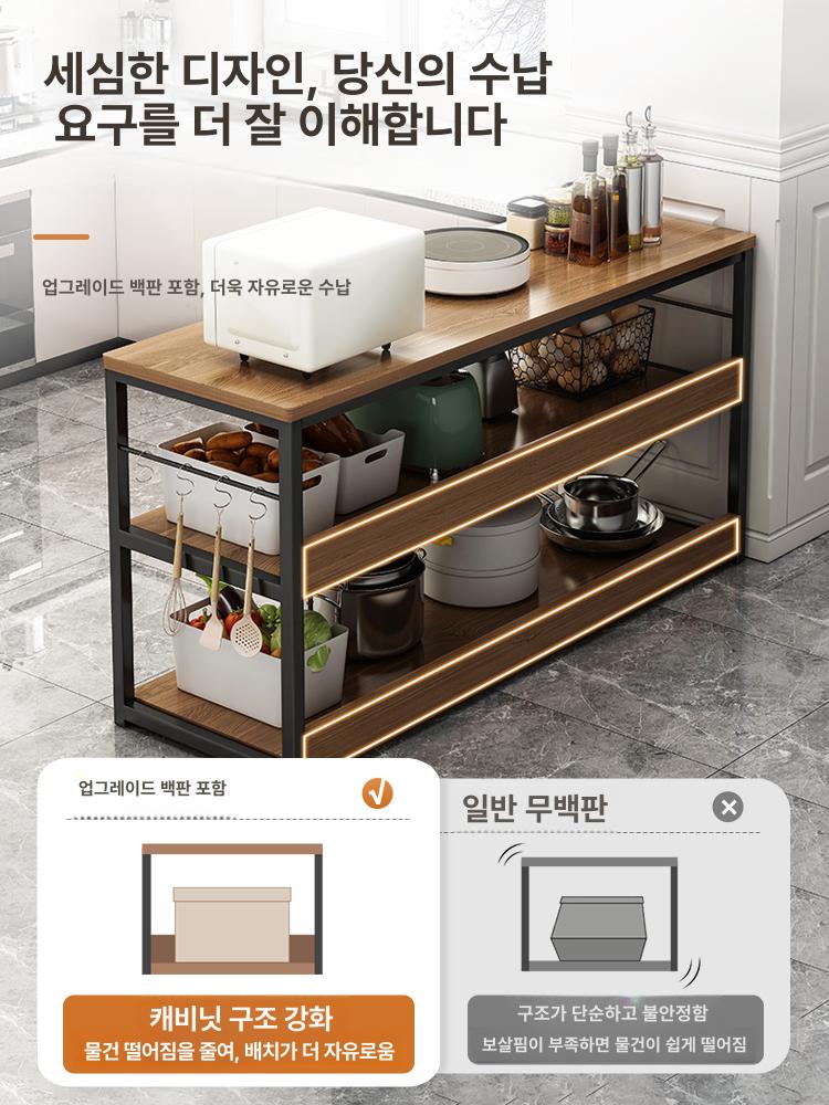 공간활용 작업대 간이 식탁 주방보조테이블 고급 두꺼운 3단 80cm - 상세 이미지 3