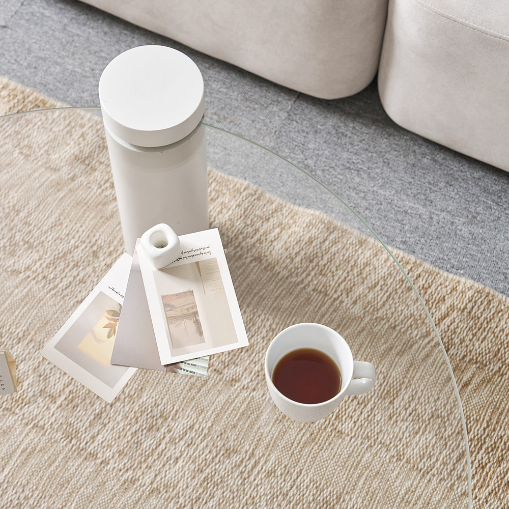 소울 강화유리 낮은 소파 거실 테이블 원형 화이트 CNM245C