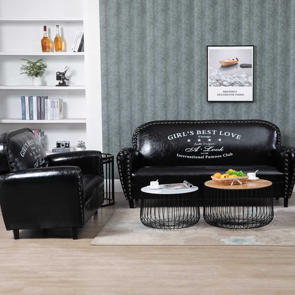 소파 빈티지 디자인 카페 거실 인테리어 포인트 매장 블랙(133x73x85cm) - 상세 이미지 4