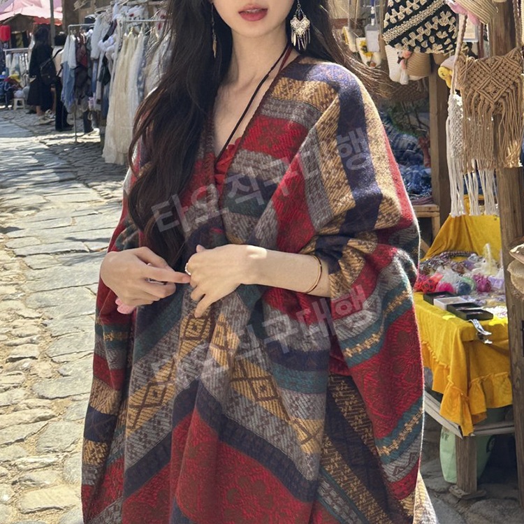 페루판초 여행 어깨숄 캠핑 판쵸 빈티지 망토 가디건 몽골판초 몽골여행 담요 - 상품 이미지