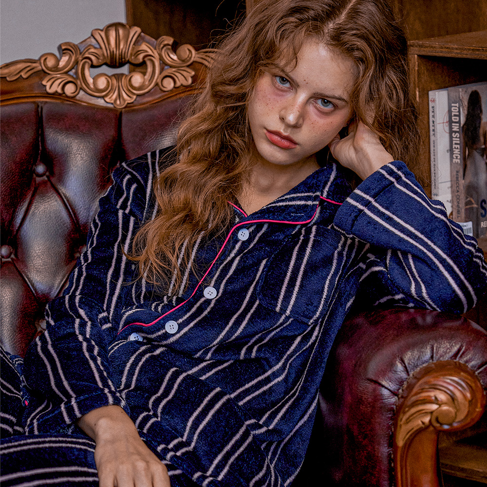 [도씨][슈퍼특가]플러피 벨벳나잇 긴팔 커플 수면 잠옷 세트 홈웨어