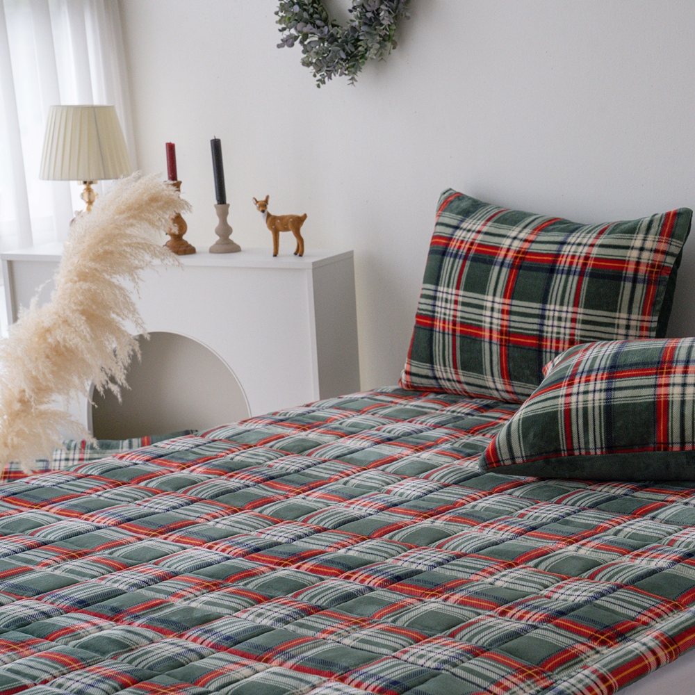 나라데코 밍크 극세사 체크 따뜻한 겨울 밴딩 침대패드 SS