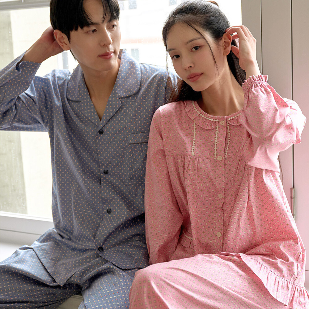 국산 잠옷 포인 순면 잠옷 신혼 부부 커플 잠옷 브랜드 - 메인 이미지