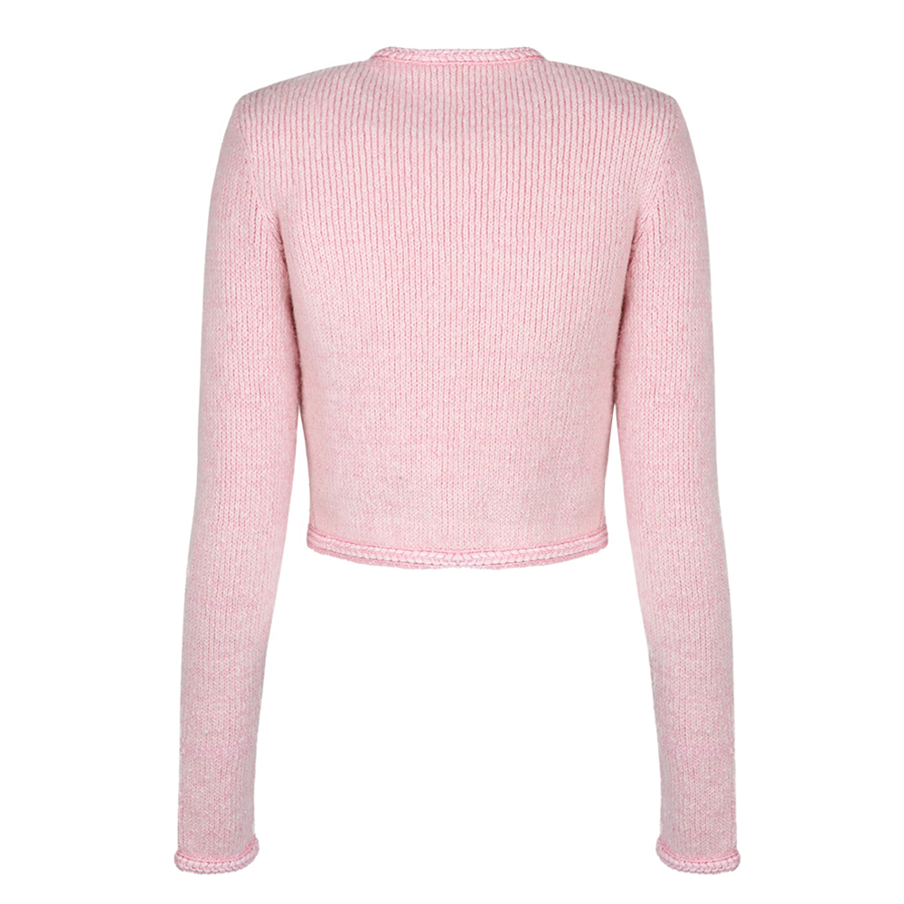 셀프포트레이트 여성 핑크 멜란지 메리노 가디건 AW24-170C-P - 상세 이미지 2