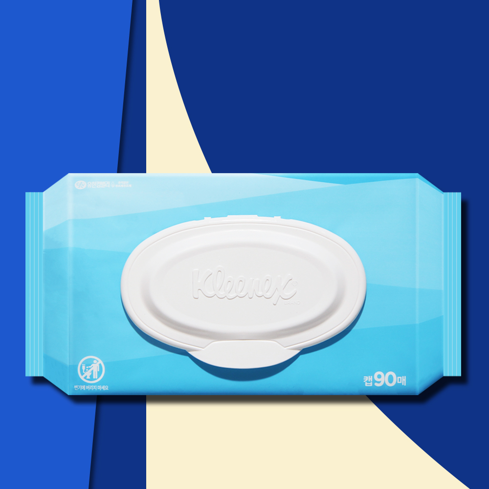 크리넥스 수앤수 코튼클린 물티슈 오리지널 캡형 90매 1팩 대용량 두꺼운