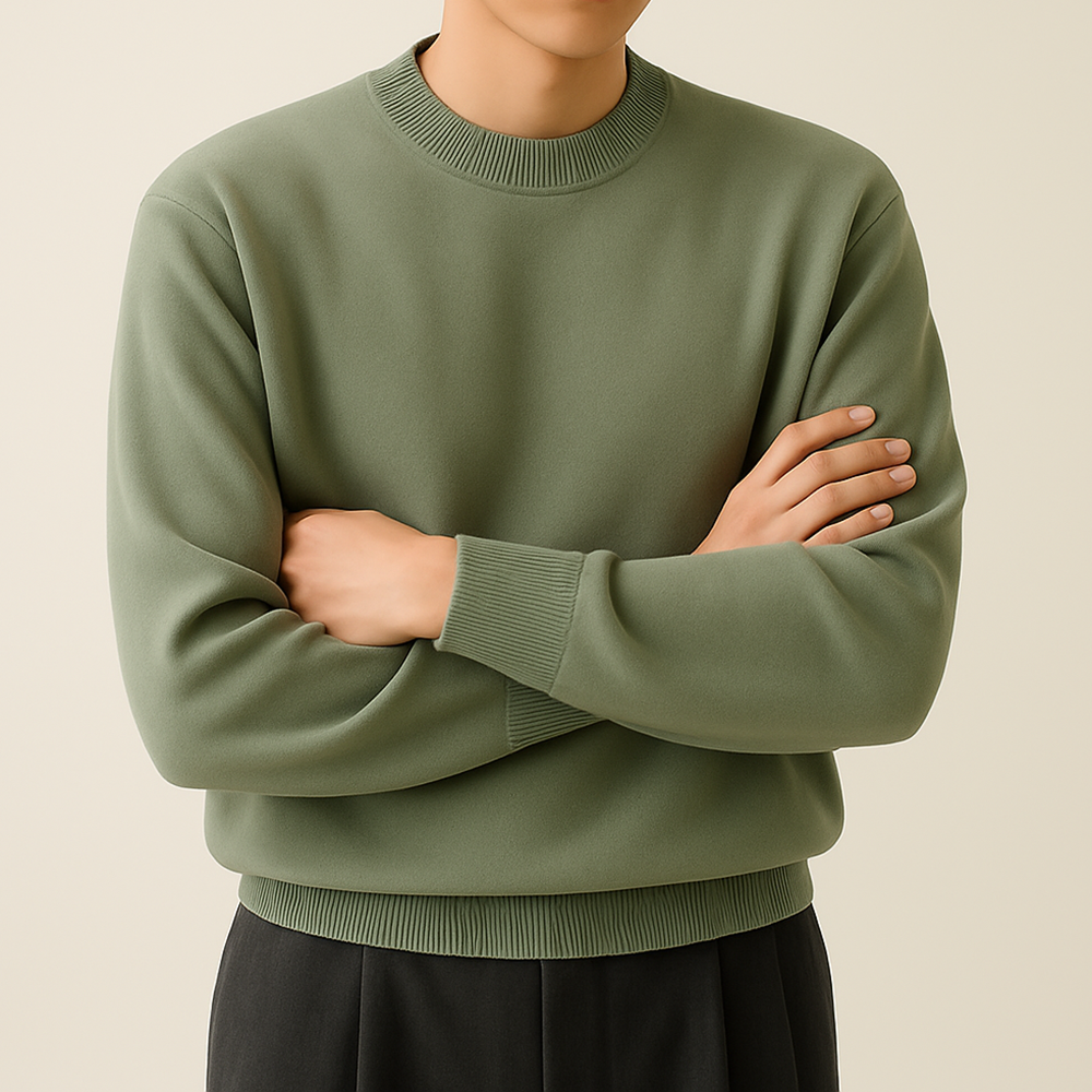 LAINE 남자니트 가을 오버핏 워셔블 LOGAN 니트 올리브, L (105) - 메인 이미지