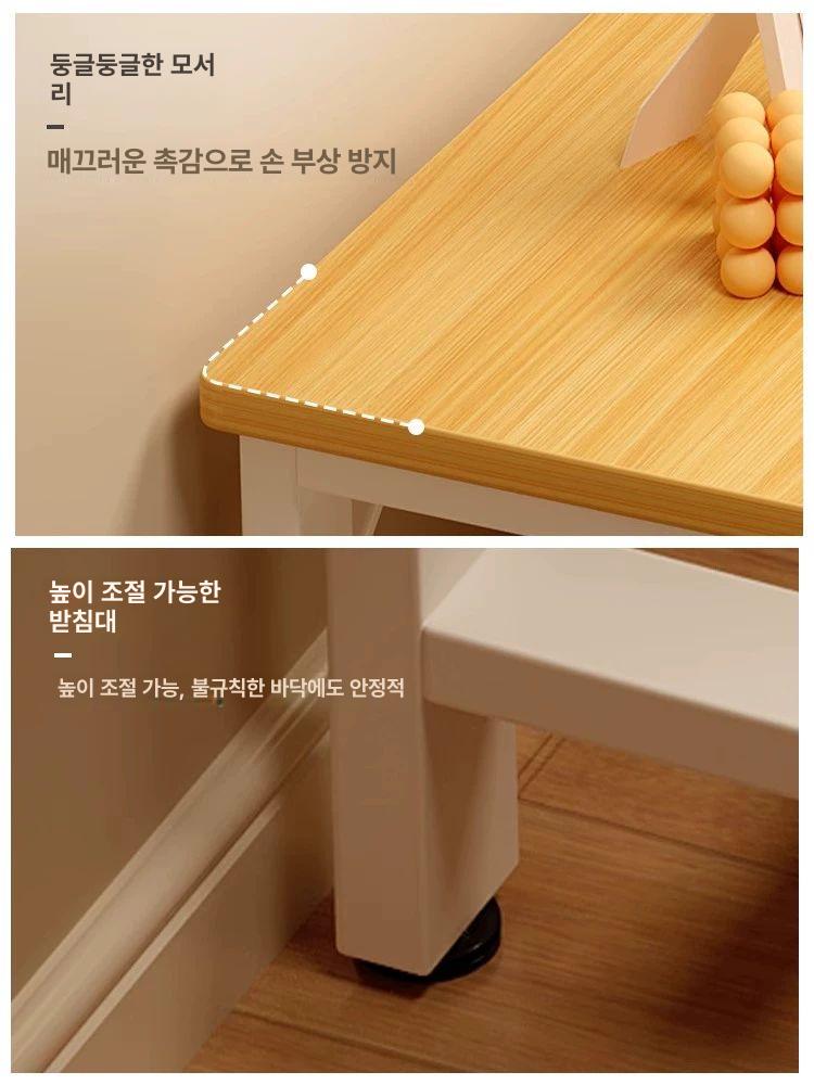 슬림협탁 침대머리장 높은협탁 가장자리 협탁 우드 선반 좁은협탁 얇은테이블 단층 120x20cm 오크+화이트 - 상세 이미지 2