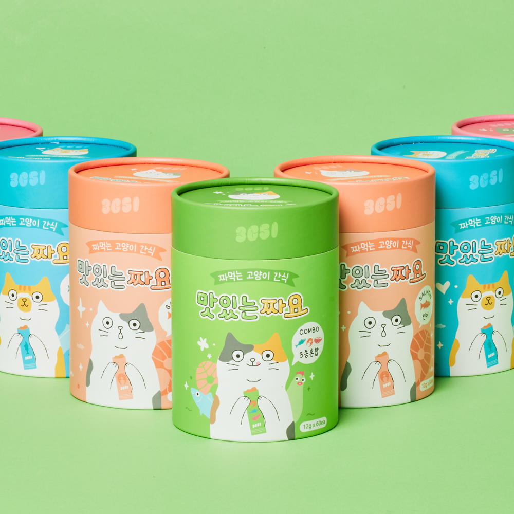 3651 맛있는 짜요 짜먹는 고양이 캔 간식 대용량 3종 세트, 12g, 180개