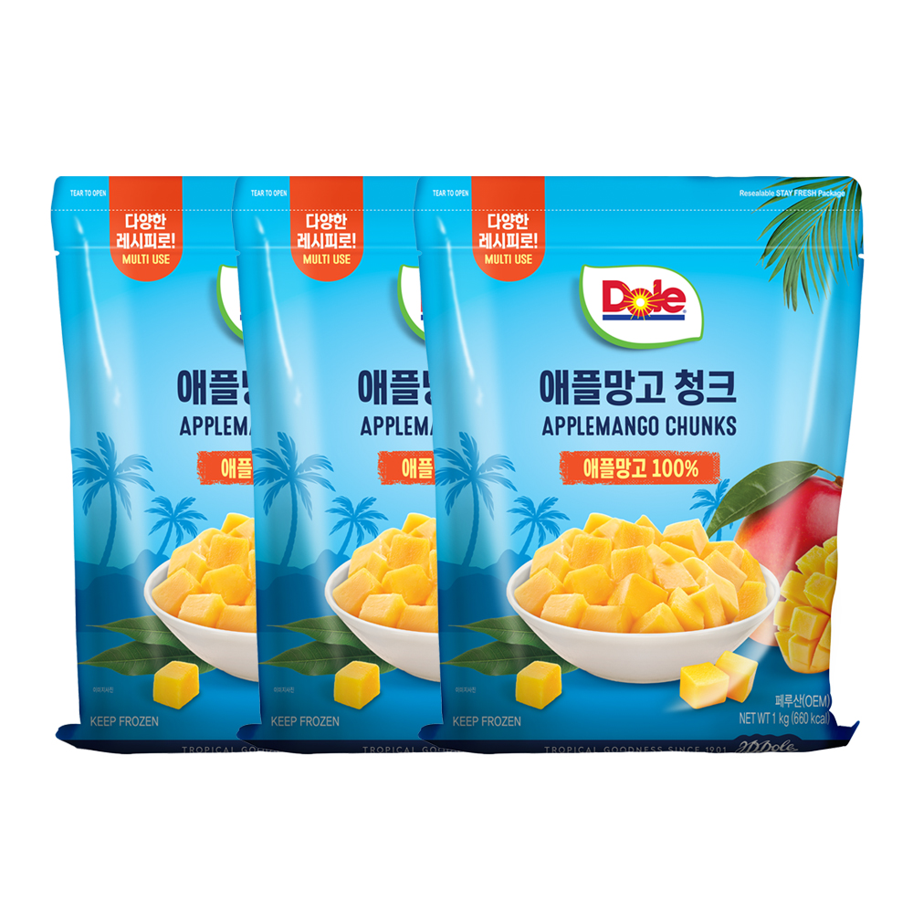 Dole 냉동 애플망고 다이스 페루산 1kg, 3개 - 상품 이미지